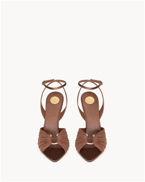 LOLA sandals in smooth leather and draped jersey 